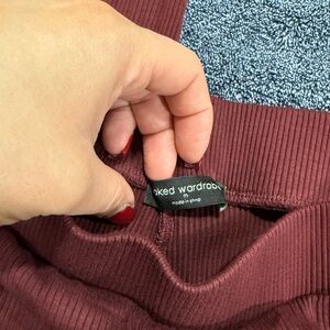 Naked Wardrobe Ribbed Maroon Top